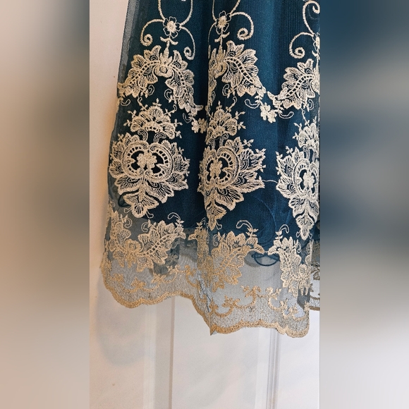 Teal and gold tulle dress - Picture 8 of 10